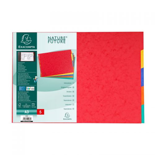 Exacompta Heavyweight Pressboard A3 400gsm 5 Part Dividers