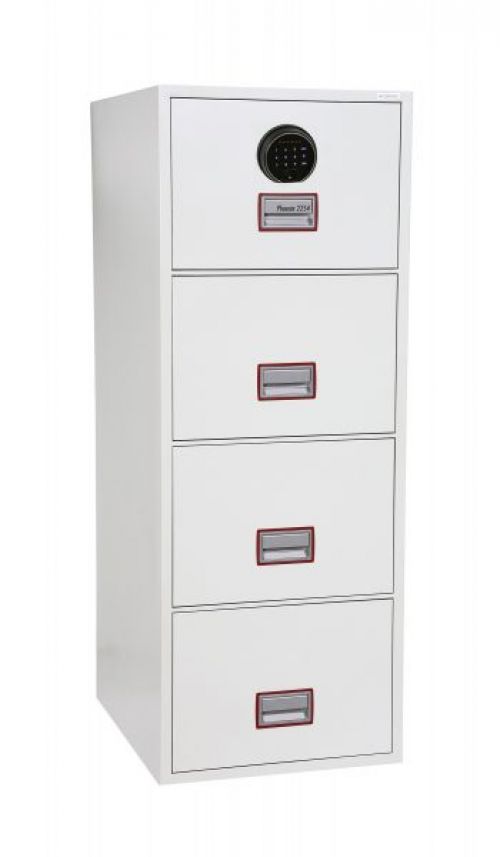 Phoenix World Cl Vertical Fire File Fs2254f 4 Drawer Filing Cabinet With Fingerprint Lock