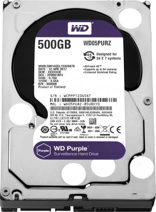 WD Internal 500Gb Purple Sata 3.5 Inch HDD