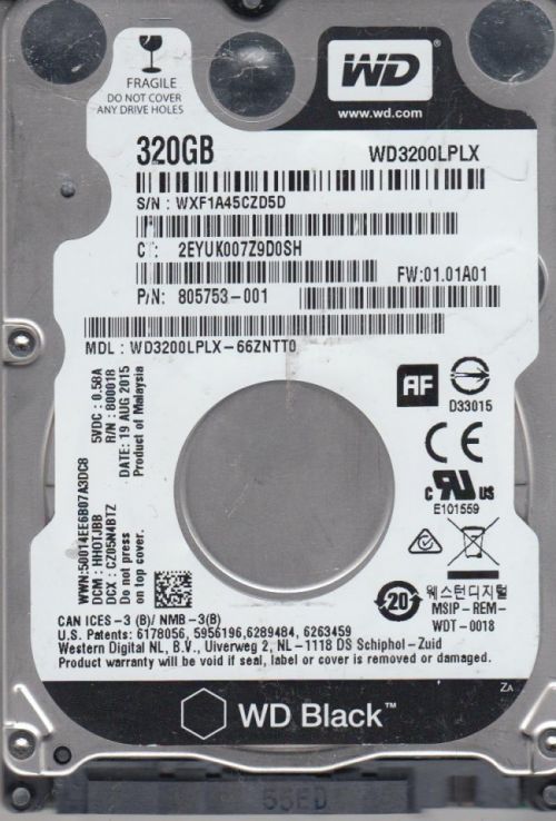 Western Digital Black 320GB SATA 6Gbs 7200 RPM 32MB Cache 2.5 Inch Internal Hard Disk Drive