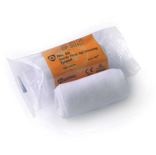 Blue Dot No16 Sterile Eye Pad Dressing and Bandage White (Pack 10)