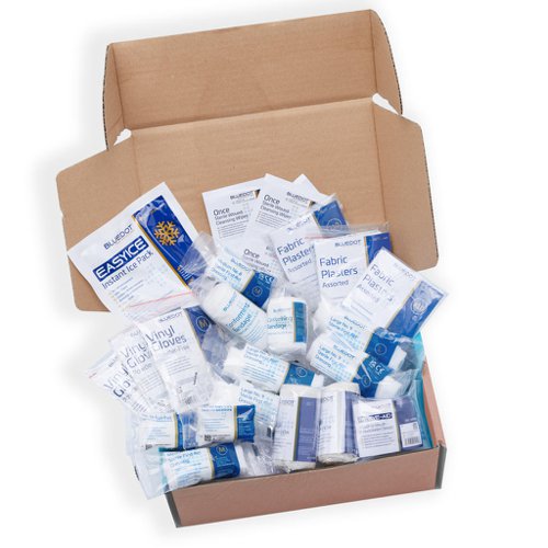 11873WC | HSE compliant refill kit suitable for re-stocking any standard first aid kit. Low risk ideal for small offices, shops, homes, etc where there are only a few people present and the risk of an accident is low. 