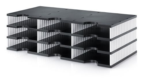 Styrodoc Trio Base Unit 9 Compartments BK Base WH Sides
