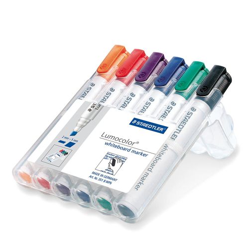 Staedtler Lumocolor Whiteboard Marker Chisel Tip 2-5mm Line Assorted Colours (Pack 6) - 351BWP6
