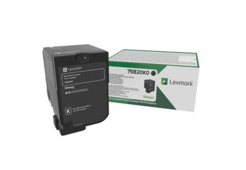 LE75B20K0 | Lexmark Return Programme cartridges are patented print cartridges sold at a discount in exchange for the customer’s agreement to the licence requirement that the cartridges will be used only once and returned only to Lexmark for remanufacturing and/or recycling. The Return Programme cartridges are licensed for single use only and are designed to stop working after the delivery of a fixed amount of toner. A variable amount of toner will remain in the cartridge when replacement is required. In addition, the cartridge is designed to automatically update the memory in your printer to protect against the introduction of counterfeit and/or unauthorised third-party cartridges. If the customer does not accept these terms, replacement cartridges sold without these terms are available through www.lexmark.com.