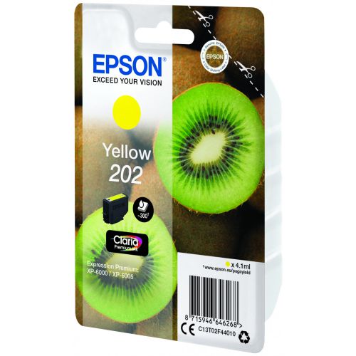 Epson 202 Kiwi Yellow Standard Capacity Ink Cartridge 4ml - C13T02F44010