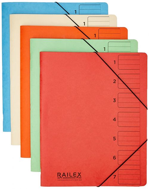 Railex 7 Part File Foolscap Assorted PK10