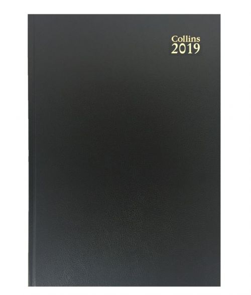 Collins A4 Desk Diary 2 Pages to Day 2019 Black