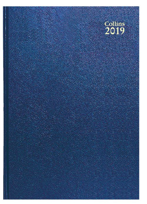 Collins A4 Desk Diary Day to Page 2019 Blue