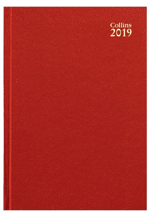 Collins A4 Desk Diary Day to Page 2019 Red