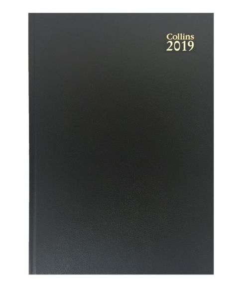 Coliins A5 Desk Diary Day to Page 2019 Black