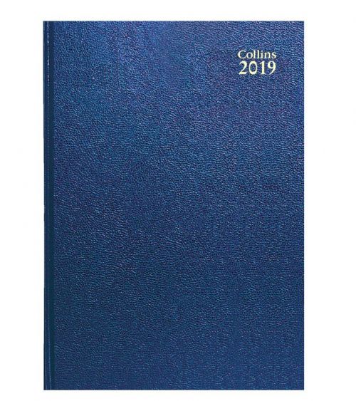 Collins A5 Desk Diary Day to Page 2019 Blue