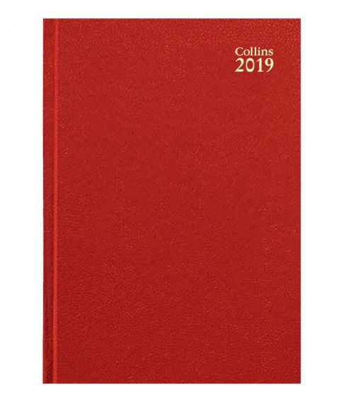Collins A5 Desk Diary Day to Page 2019 Red
