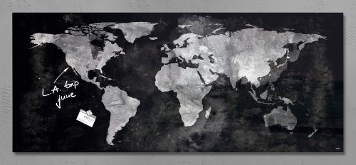 Sigel Artverum Magnetic Glass Board World Map
