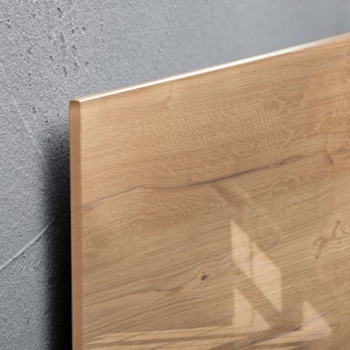 Wall Mounted Magnetic Glass Board 1300 x 550 x 15mm - Natural Wood Design Glass Boards GL247