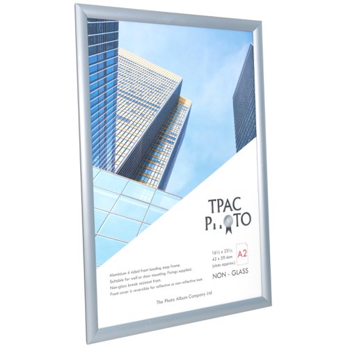 62497PA - Photo Album Co Inspire for Business Poster/Photo Snap Frame A2 Aluminium Frame Plastic Front Silver - SNAPA2S