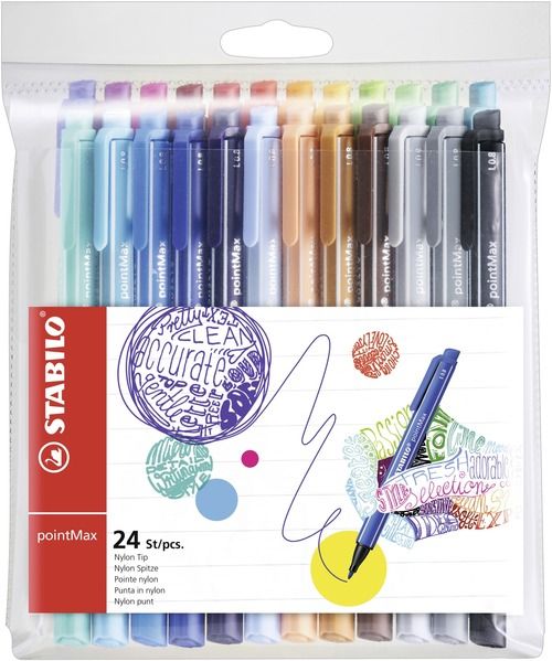 STABILO pointMax Fibre Tip Pen 0.8mm Line Assorted Colours (Wallet 24) - 488/24-01