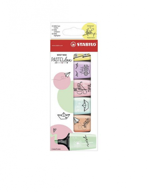 STABILO BOSS Mini Pastellove Highlighter Chisel Tip 2-5mm Line Assorted Pastel Colours (Pack 6)