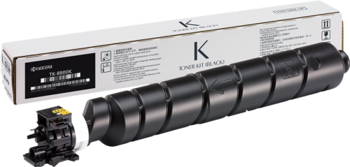 KYOTK8800K | Specifically designed for use with the ECOSYS P8060cdn, this toner  is engineered with smaller particles which require less heat to fuse them to the page thus reducing energy consumption.  Manufactured for sustainable and economical printing, this toner cartridge offers excellent image quality offered by advanced toner and colour technology.  With an exceptional print yield of 30,000 pages, this Kyocera Black Laser Toner Cartridge gives excellent value for money.