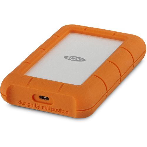 LaCie Rugged 2TB USB C and USB 3.0 2.5 Inch Portable Orange External Hard Drive Drop Shock Dust Rain Resistant