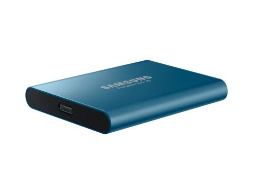The Samsung Portable SSD T5 elevates data transfer speeds to the next level and unleashes a new experience in external storage.  With a compact and durable design and password protection, the T5 is truly easy to carry and stores data securely.