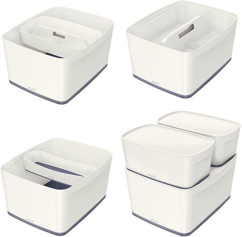 Leitz MyBox WOW Storage Box Large with Lid White/Grey 52164001 ACCO Brands