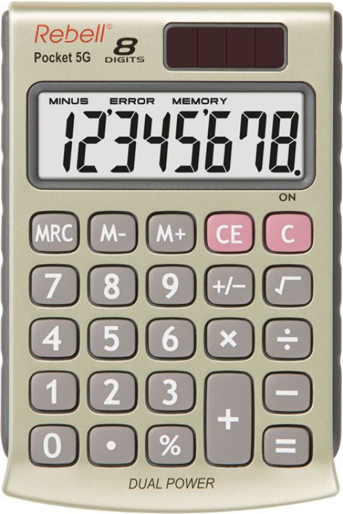 Rebell RE-POCKET 5G 8 Digit Pocket Calculator Grey RE-POCKET 5G