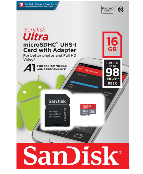 16GB Ultra A1 MicroSDHC CL10 and Adapter