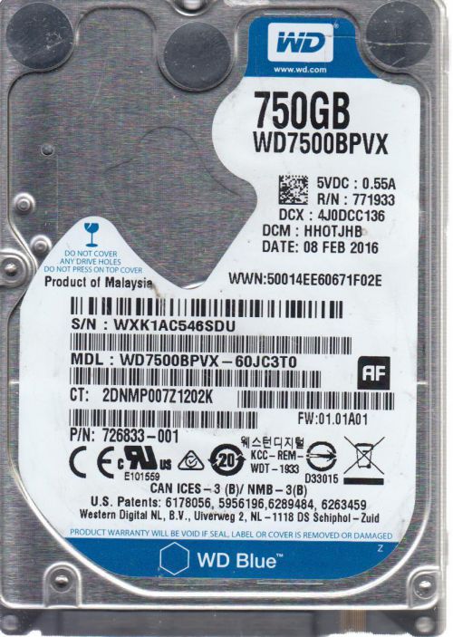WD 750Gb Blue 2.5 Inch 9.5Mm Internal