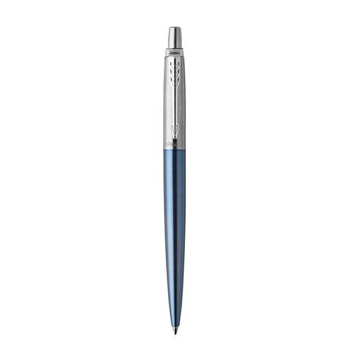 Parker Jotter Ballpoint Pen Waterloo Blue/Chrome Barrel Blue Ink