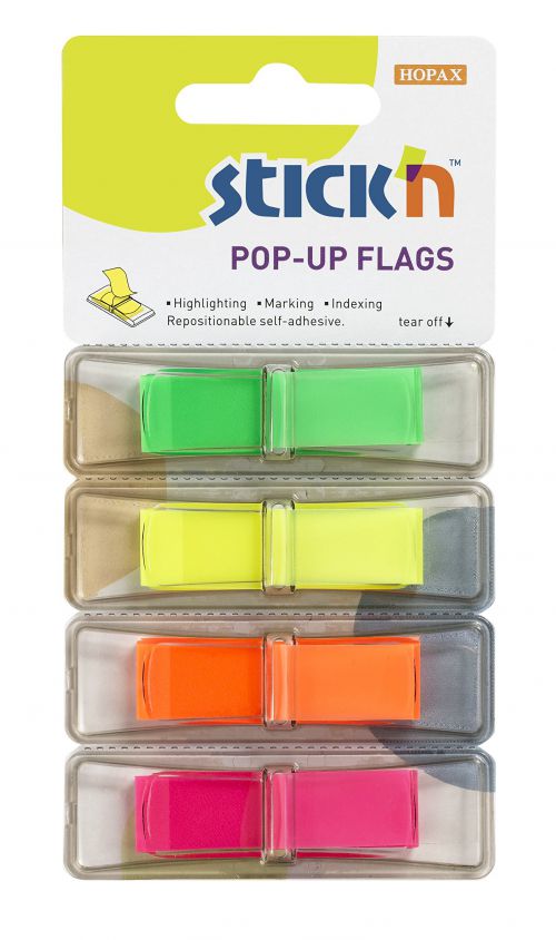 Value Stickn PopUp Flags 12mm 160 Tabs 4 Neon Colours BOGOF
