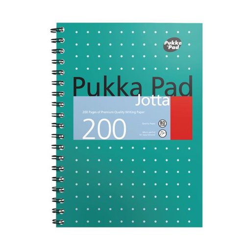 17368PK | For quality that shines through, these Pukka Pad Jotta notebooks have 200 pages of premium quality white writing paper with feint ruled lines and a margin.  Featuring 4 punched holes with perforated sheets for easy removal and use in a binder afterwards.  Perfect for the professional and around the office.