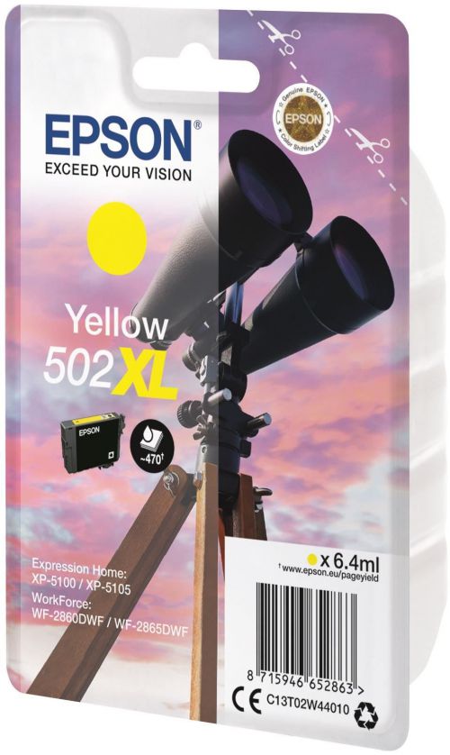 Epson 502XL Binoculars Yellow High Yield Ink Cartridge 6ml - C13T02W44010  EPT02W44010