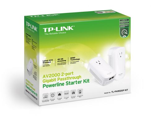 TP-Link AV2000 2 Port Gigabit Powerline Home Plug Network 8TPTLPA9020PKIT