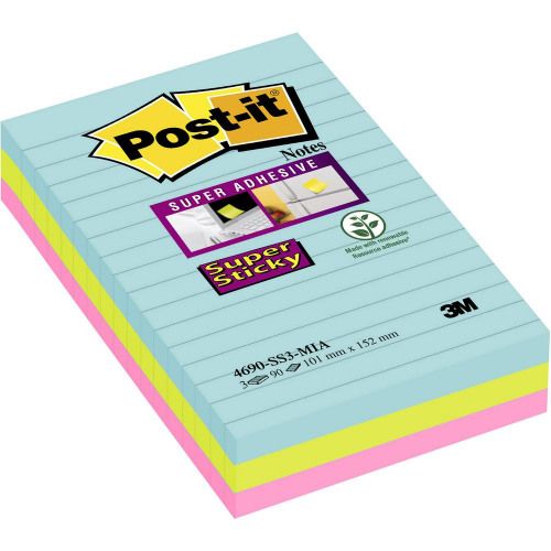 Post-It SS Notes Miami Lined 101x152mm PK3 3for2 Offer