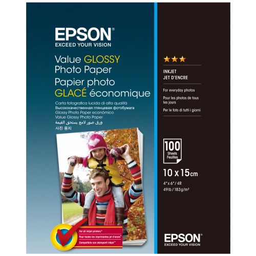 Epson Value Glossy Photo Paper - 10x15cm - 100 sheets Gloss 183 gsm C13S400039