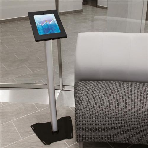 Mount your iPad in this lockable floor stand, to create a compelling information kiosk or product display. The durable steel floor stand can be safely mounted to the ground to provide a secure and versatile marketing tool. The tablet enclosure supports Apple iPad, iPad Air and iPad Pro with 9.7 in. screen size.