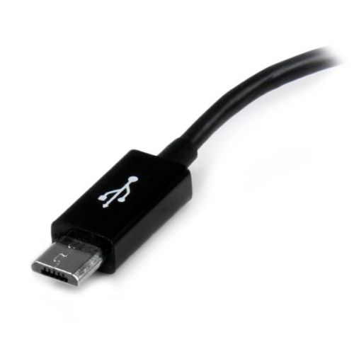 The UUSBOTG Micro USB On-The-Go (OTG) Adapter Cable features a Micro USB male (B-type) connector and a USB female (A-type) connector, delivering a simple way to convert your Micro USB OTG capable tablet computer or Smartphone into a USB On-the-go host, and enables you to connect a USB peripheral device such as a thumb drive, or USB mouse or keyboard, etc.This USB to Micro USB Host OTG cable is designed and constructed for maximum durability, to ensure dependable, long-lasting connections, and is backed by StarTech.com’s lifetime warranty.Please Note: This adapter will only work with devices that support USB OTG. Please consult your documentation and/or your service provider to ensure that your device does support USB OTG functionality.