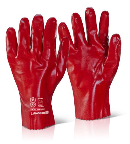 PVC GAUNTLET RED 14inches Glove (Pair) - PVCR14