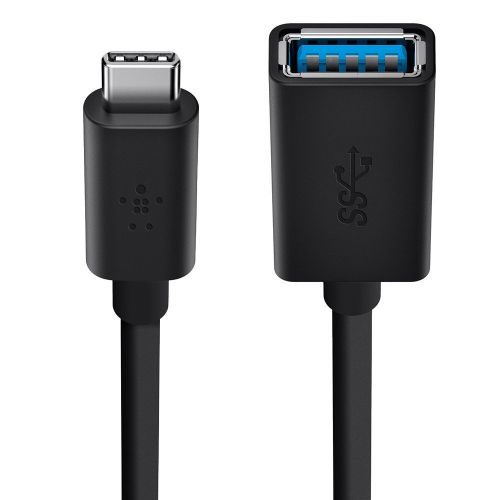Belkin 3.0 USB-C to USB-A Black Adapter - USB-IF Certified External Computer Cables 8BEF2CU036BTBLK