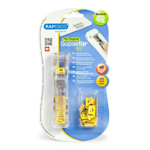 Rapesco Supaclip 40 See Thru Dispenser and 25 Emoji Clips