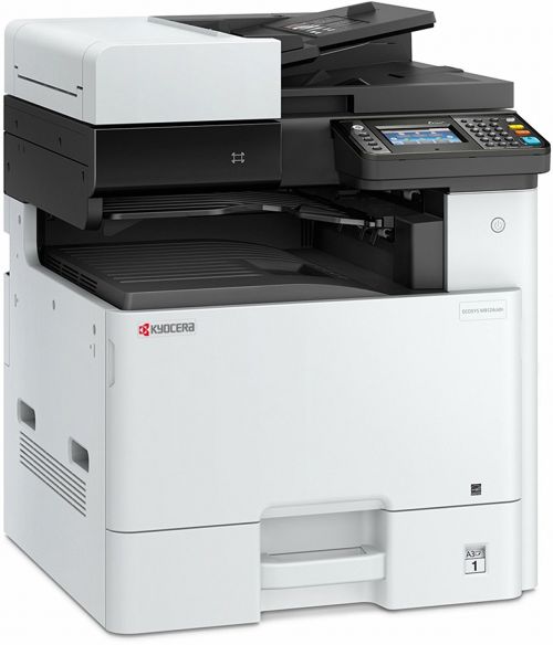 The ECOSYS M8124cidn brings all-in-one functionality and professional colour printing within the reach of every business. Compact, yet with a clever modulable design that allows you to scale the printer as your business grows, the ECOSYS M8124cidn delivers superior performance and affordability. Designed to meet the needs of small offices and workgroups, the Kyocera ECOSYS M8124cidn will meet the needs of even the most demanding print environment.ECOSYS technologyKyocera ECOSYS printers incorporate durable and long life components that reduce waste and deliver low total cost of ownership. The cartridge-free system can save 85% in energy costs over the life of the printer and eliminate the need to continually replace cartridges, minimising landfill waste. These robust and durable components make Kyocera printers the toughest on the market, with unprecedented efficiency and reliability.Exceptional print qualityWith true 1200 x 1200 dpi resolution for professional print quality, the ECOSYS M8124cidn produces high-resolution print output with razor-sharp text, high definition in fine lines and details and vibrant, eye-catching colour at low costs per print.Powerful productivityWith fast duplex scanning and the ability to print paper sizes up to A3, the ECOSYS M8124cidn delivers quality and productivity, fast. With print speeds up to 24ppm (12ppm A3) and a first print out time of just 7.5 seconds, you?ll save time and money without compromising on print performance.Scale to sizeWith a wide range of paper handling and finishing accessories, plus hardware performance and security upgrades, your Kyocera ECOSYS M8124cidn is fully customisable as your business grows. These optional business applications will further boost your printer?s capabilities for a tailor-made print solution.Kyocera sustainabilityYour Kyocera ECOSYS M8124cidn has been designed and manufactured to have a minimal environmental impact, with long life technology dramatically minimising C02 emissions and waste. End of life cartridges have only five components and two materials and can be fully recycled through Kyocera's toner takeback programme.