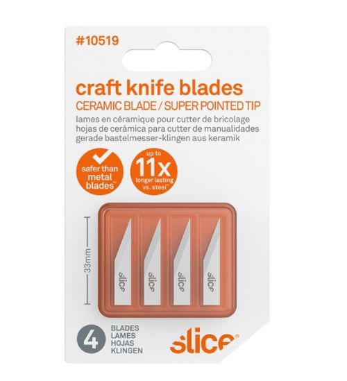 Slice Craft Ceramic Blades Straight Edge with Pointed Tip (Pack of 4) 10519