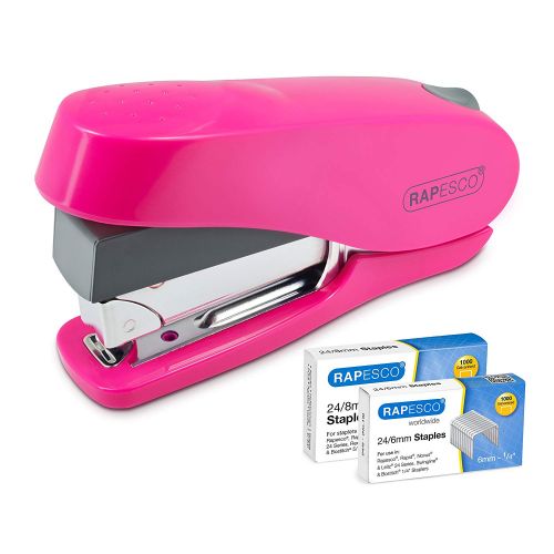 Rapesco Luna Stapler Pink with Free Pack of 20 Emoji Clips