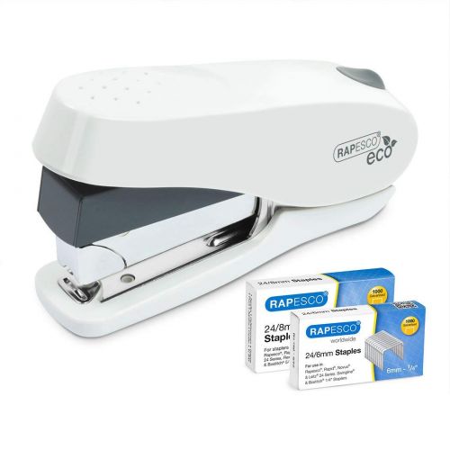 Rapesco Luna Stapler White with Free Pack of 20 Emoji Clips