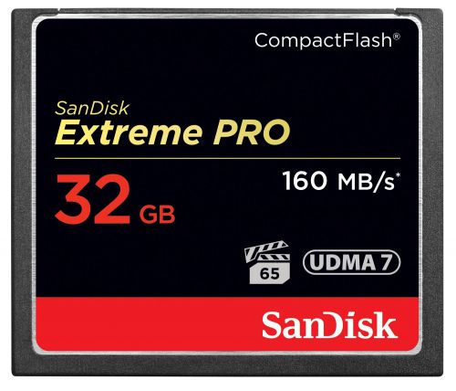 INDUSTRY-LEADING COMBINATION OF STORAGE CAPACITY AND PROFESSIONAL-GRADE PERFORMANCEGet high-capacity storage, faster shot-to-shot performance, and cinema-quality video with the SanDisk Extreme PRO CompactFlash Memory Card. With transfer speeds of up to 160MB/s, this card offers the fast, efficient performance you expect from the global leader in flash memory cards. This industry-leading memory card is optimized for professional-grade video capture, with a minimum sustained write speed of 65MB/s for rich 4K and Full HD video. Capacities up to 256GB4 accommodate hours of video and thousands of high-resolution images. So you never miss a scene or shot, this memory card resists extreme temperatures, shock, and other conditions.