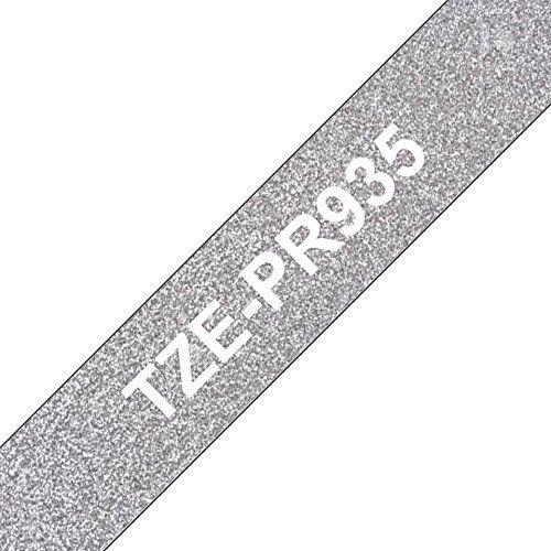 BRTZEPR935 | Genuine replacement TZe-PR935 premium labelling tape. Its sparkling silver coloured background gives a premium feel to name badges, signs, and makes it a great addition to customise your crafts, cards and gifts. Its laminated overcoat ensures that your labels will be well protected from damage. Compatible with P-touch label printers that show the TZ or TZe logo.