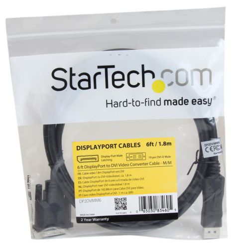 StarTech.com 6ft DisplayPort to DVI Video Cable 8STDP2DVIMM6 Buy online at Office 5Star or contact us Tel 01594 810081 for assistance