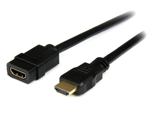 Extend the connection distance between your HDMI®-enabled devices by 2 metres.The HDEXT2M HDMI® extension cable (2m) features an HDMI 19-pin (male) connector on one end and an HDMI 19-pin (female) connector on the other, providing an extra 2-metre connection distance between your HDMI-enabled devices.This high quality HDMI cable fully supports 1080p+ resolutions at up to 120Hz refresh rate, with life-like colour. To accommodate the demands of future high definition devices, such as increased resolutions and higher frame rates, this Ultra HD cable supports resolutions up to 4k x 2k. Guaranteed for dependable performance, this high quality extension cable is backed by StarTech.com’s Lifetime Warranty.