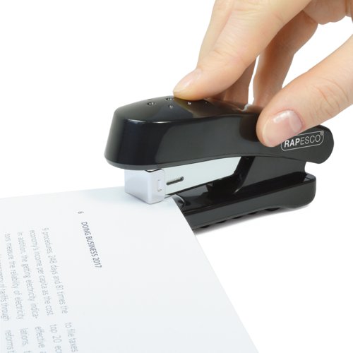 The Snapper from Rapesco is a highly practical half strip, top loading stapler. This handy little stapler features a staple storage chamber in the base to ensure you never need to search for staples. With a stapling capacity of 20 sheets (80gsm) the Snapper is backed by a 5 year Guarantee.